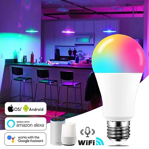 اللمبة الذكيه متعددة الألوان بخاصية التحكم السلس عن بعد من خلال الجوال 9 واط E27 | LED Smart Bulb