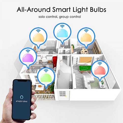 اللمبة الذكيه متعددة الألوان بخاصية التحكم السلس عن بعد من خلال الجوال 9 واط E27 | LED Smart Bulb