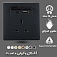 فيش ثلاثي مع منفذ يو اس بي USB مع تايب سي TYPE-C لون أسود بيانو تصميم حديث عملي